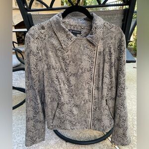 INC XL Snakeskin zippered moto jacket. Bisque, black, tan, grey. Very soft/Warm